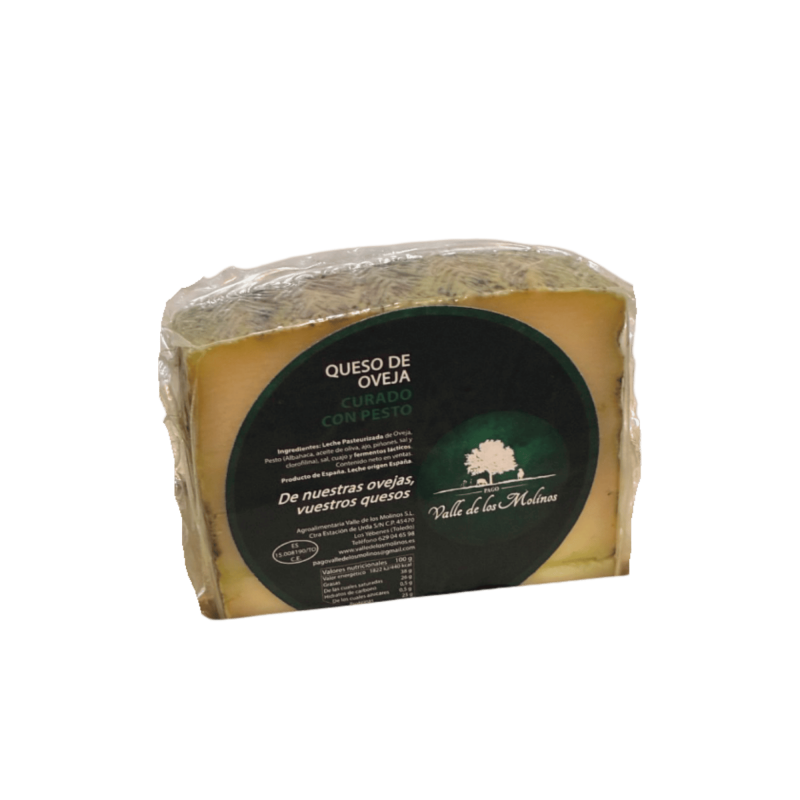 Queso curado con PESTO Cuña 250 gr aprox.