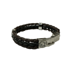 Pulsera Caballo de Soria triple trenza marrón y negro